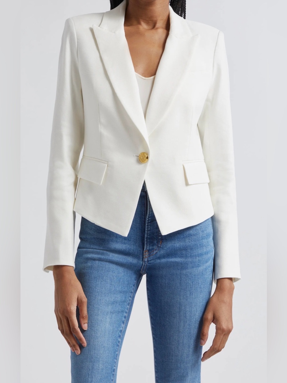 Veronica Beard White Single-Button Tailored Blazer